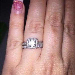 Sterling silver wedding set with AAA diamonds